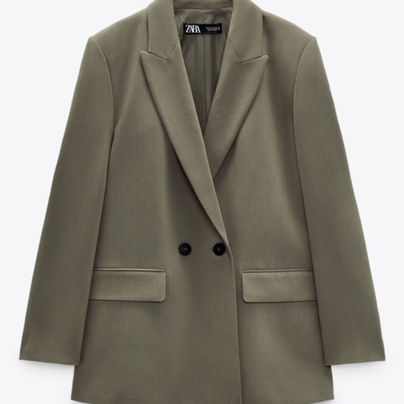 Zara Oversized Double Breasted Blazer in khaki - Picture 2 of 8